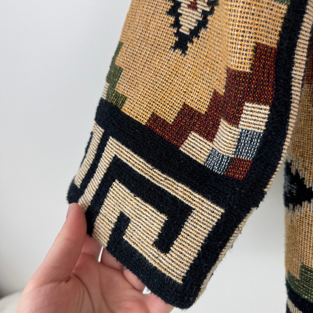 VTG! Its Outta The Bag Unge Potch Ket Tapestry Navajo Southwest Jacket M USA - Picture 8 of 15
